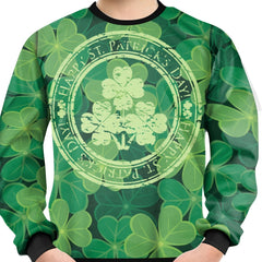 Four Leaf Clover Print Boys Sweatshirt Long Sleeve Pullover Top