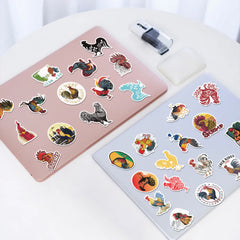 50pcs Cartoon Rooster PVC Stickers - Non-repeating Designs