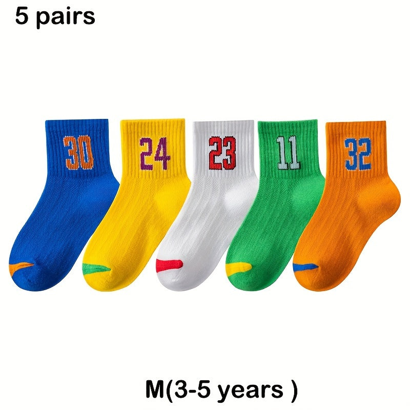 Boy's Letter Crew Socks Comfy Cotton Blend Unisex Casual Style