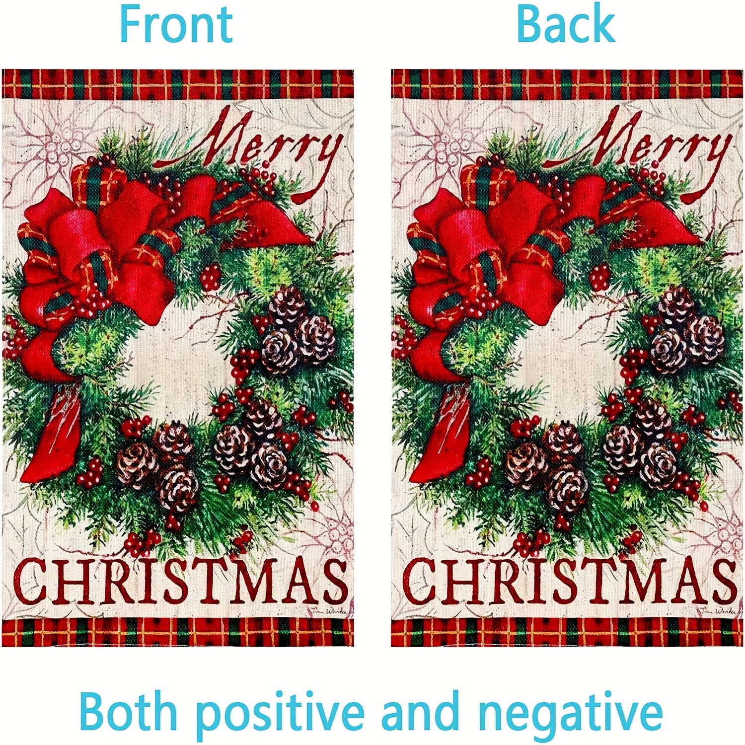 Merry Christmas Garden Wreath Burlap Lace Decoration Outdoor Flag