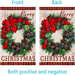 Merry Christmas Garden Wreath Burlap Lace Decoration Outdoor Flag