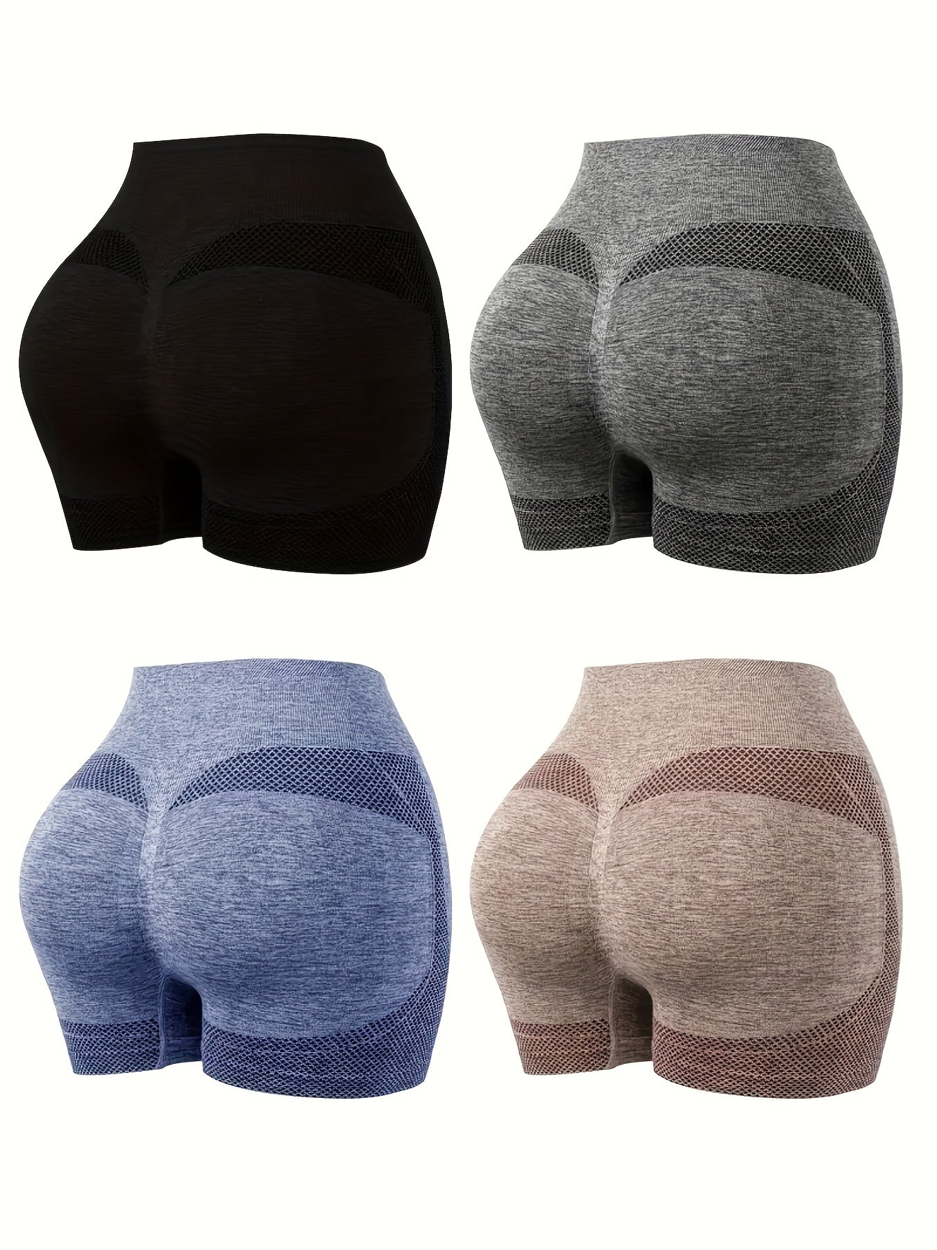 4pcs High Waist Seamless Yoga Shorts