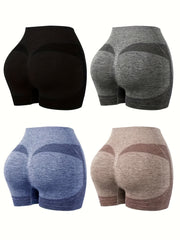 4pcs High Waist Seamless Yoga Shorts