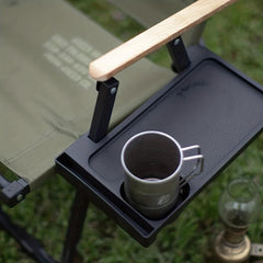 Aluminum Recliner Chair Side Tray Cup Holder Outdoor Camping Accessory