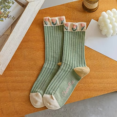 4 Pairs Floral Socks Set Women Flower Ankle Lucky Socks