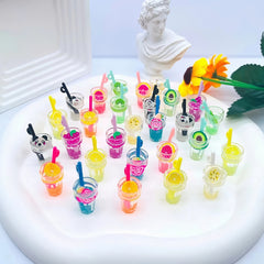 Luminous Fruit Cup Earrings Beverage Bottle Milk Tea Cookie Dice Earrings