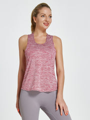 Stripes Yoga Sports Tank Top U Neck Wide Straps T-shirt