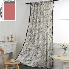 French Retro Bird Curtain Semi-shading Rod Pocket Curtains