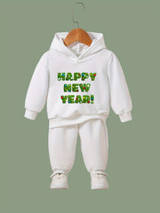 OERYUI Happy Year Hooded Pullover Pants Set for Boys & Girls