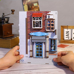 DIY Wooden Dollhouse Kit 3D Puzzle Book Stand Set with Furniture Crafts