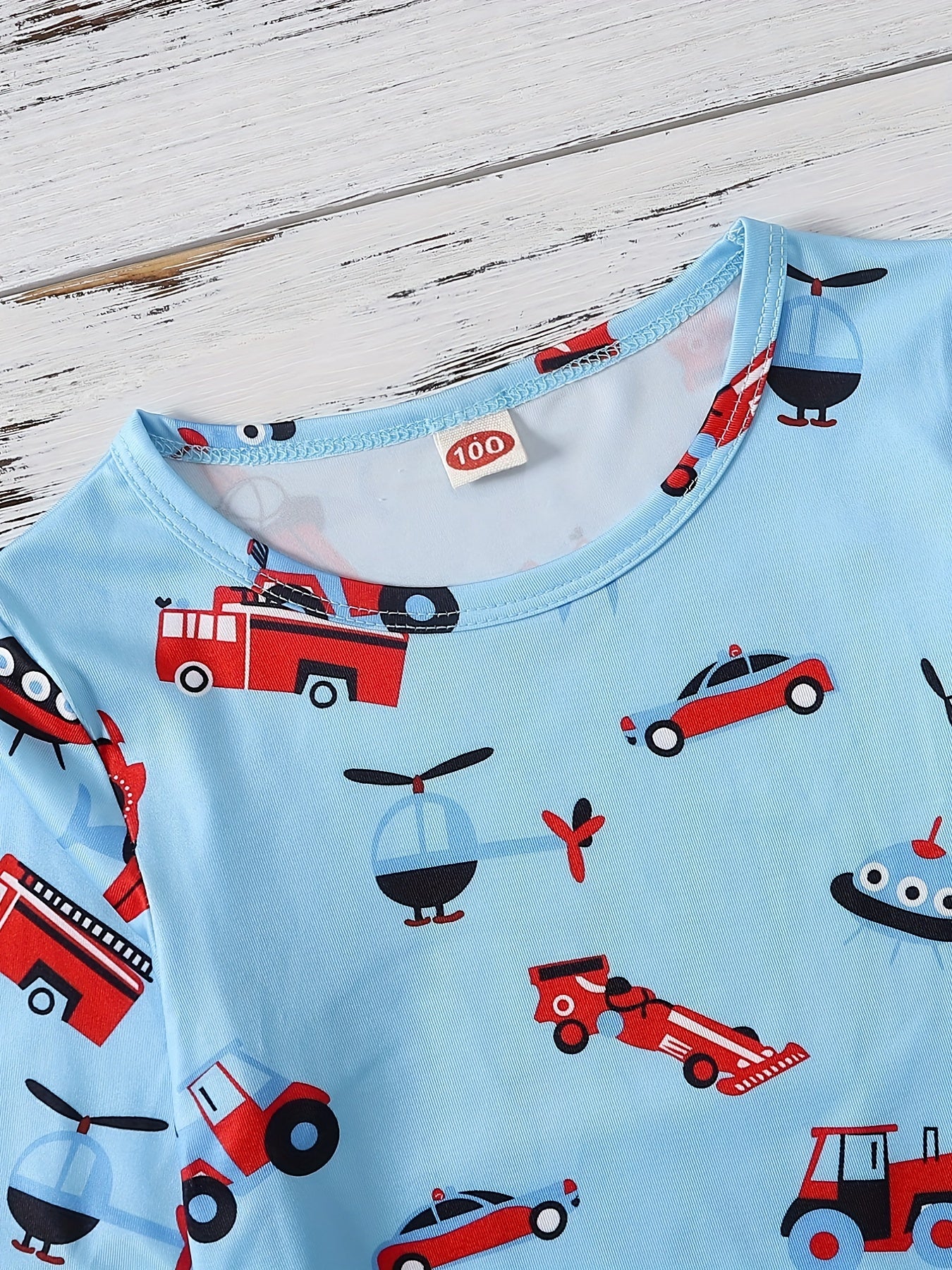 2pcs Vehicle Pattern Toddler Kid's Pajamas Set Boy's Loungewear