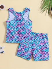 Toddler Girls 2pcs Dolphin Tankini Swimsuit Sets
