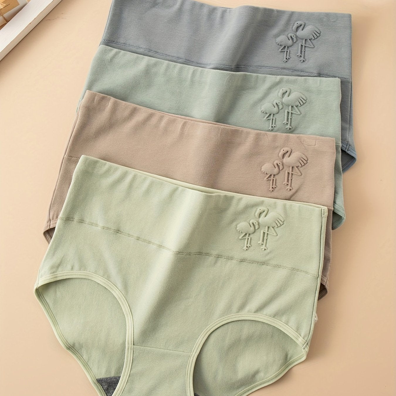 4pcs Animal Print Briefs High Waist Intimates Panties
