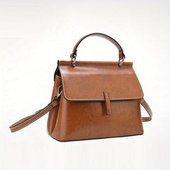 Split Leather Women'S Handbag in Red Coffee
