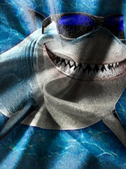 Shark Sunglasses Graphic Tee for Boys Breathable & Stretchy Summer Shirt
