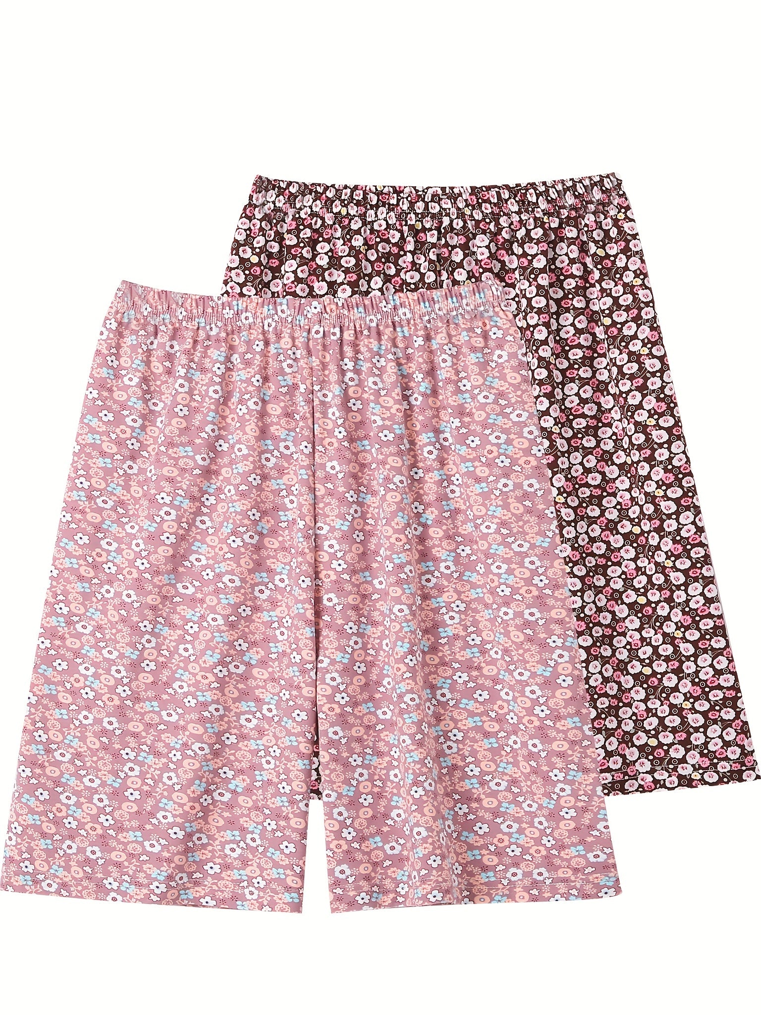 2 Pack Plus Size Pajama Bottoms Set Floral Print High Stretch