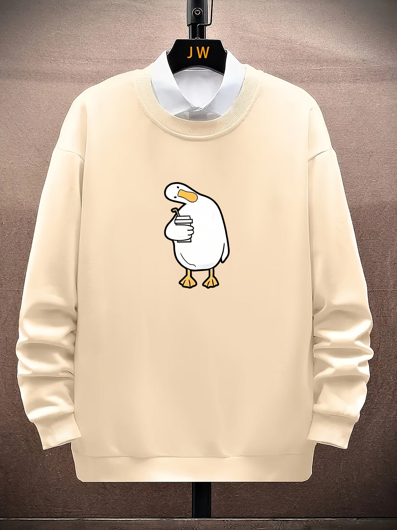 Duck Print Men's Comfy Sweatshirt Long Sleeve Top