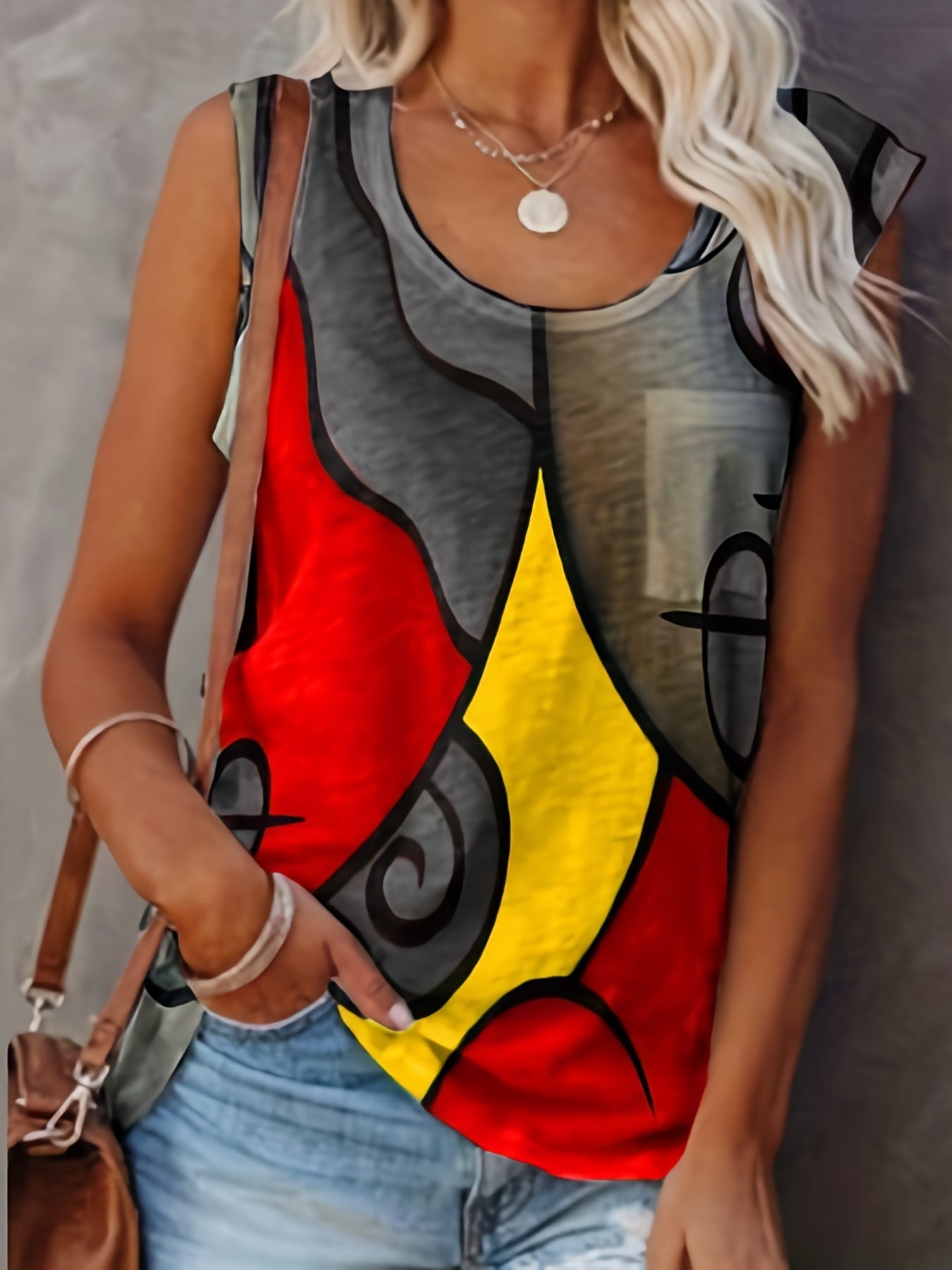 Crew Neck Tank Top for Summer Women's Clothing