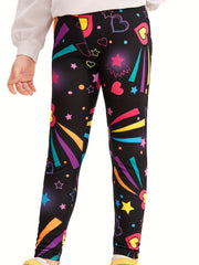 Girls Galaxy Graphic Ankle Pants Slim Fit Legging Pants