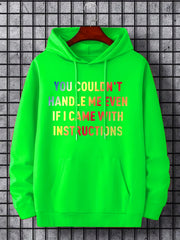 Men's Letter Print Hoodie Active Drawstring Hooded Sweatshirt