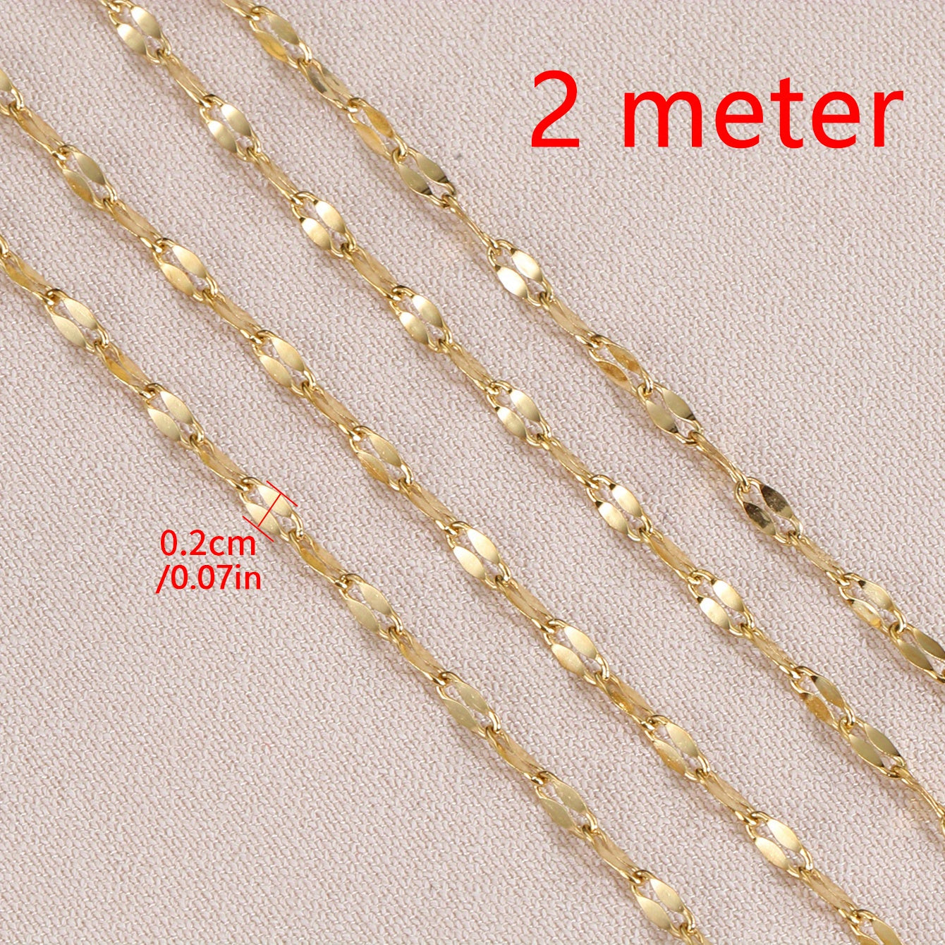 2M Stainless Steel Lips Chain Golden Jewelry Necklace Bracelet Making DIY Chain