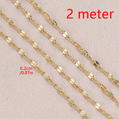 2M Stainless Steel Lips Chain Golden Jewelry Necklace Bracelet Making DIY Chain
