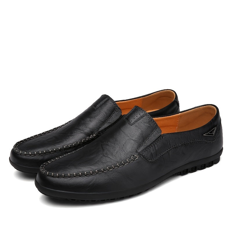 CLOHOO Personalized Leather Loafer Shoes Lightweight Rubber Sole