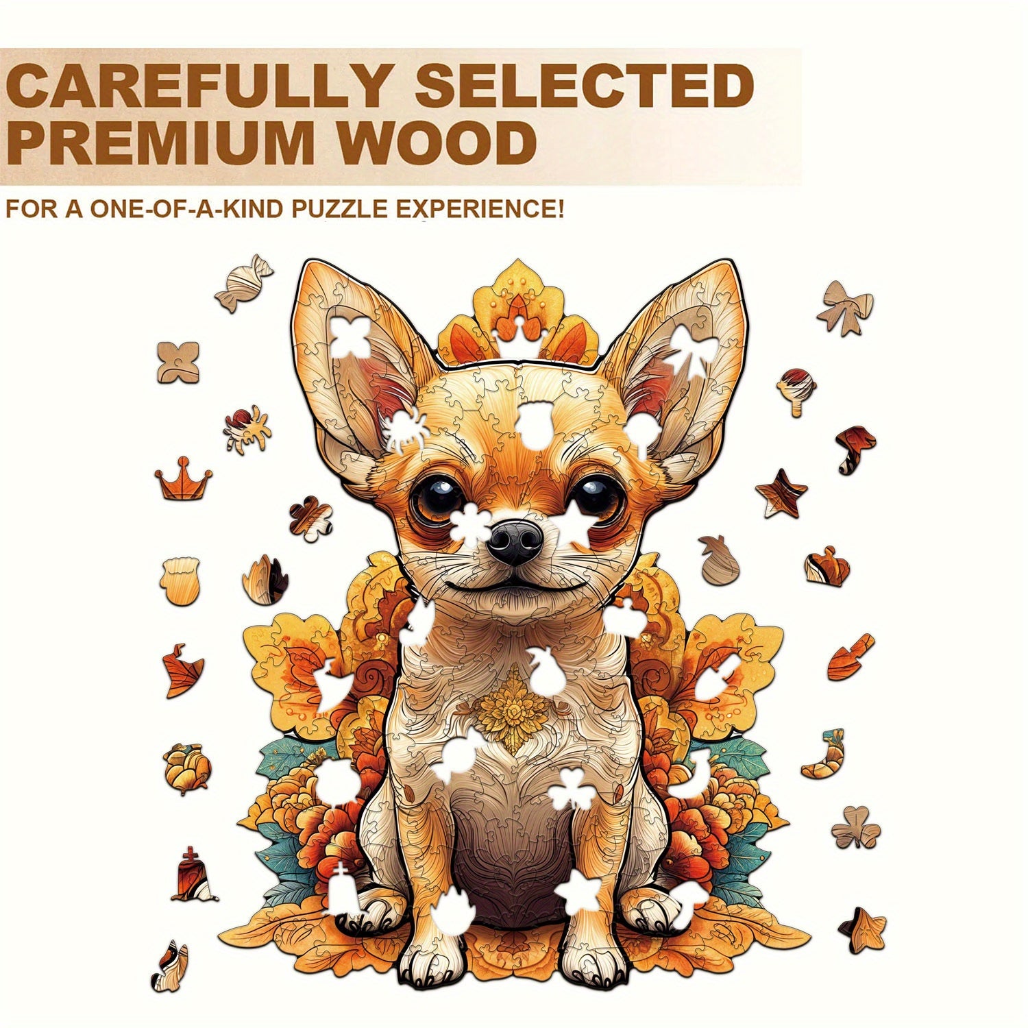 Wooden Puppy in Flower Cluster 3D Puzzle Toy