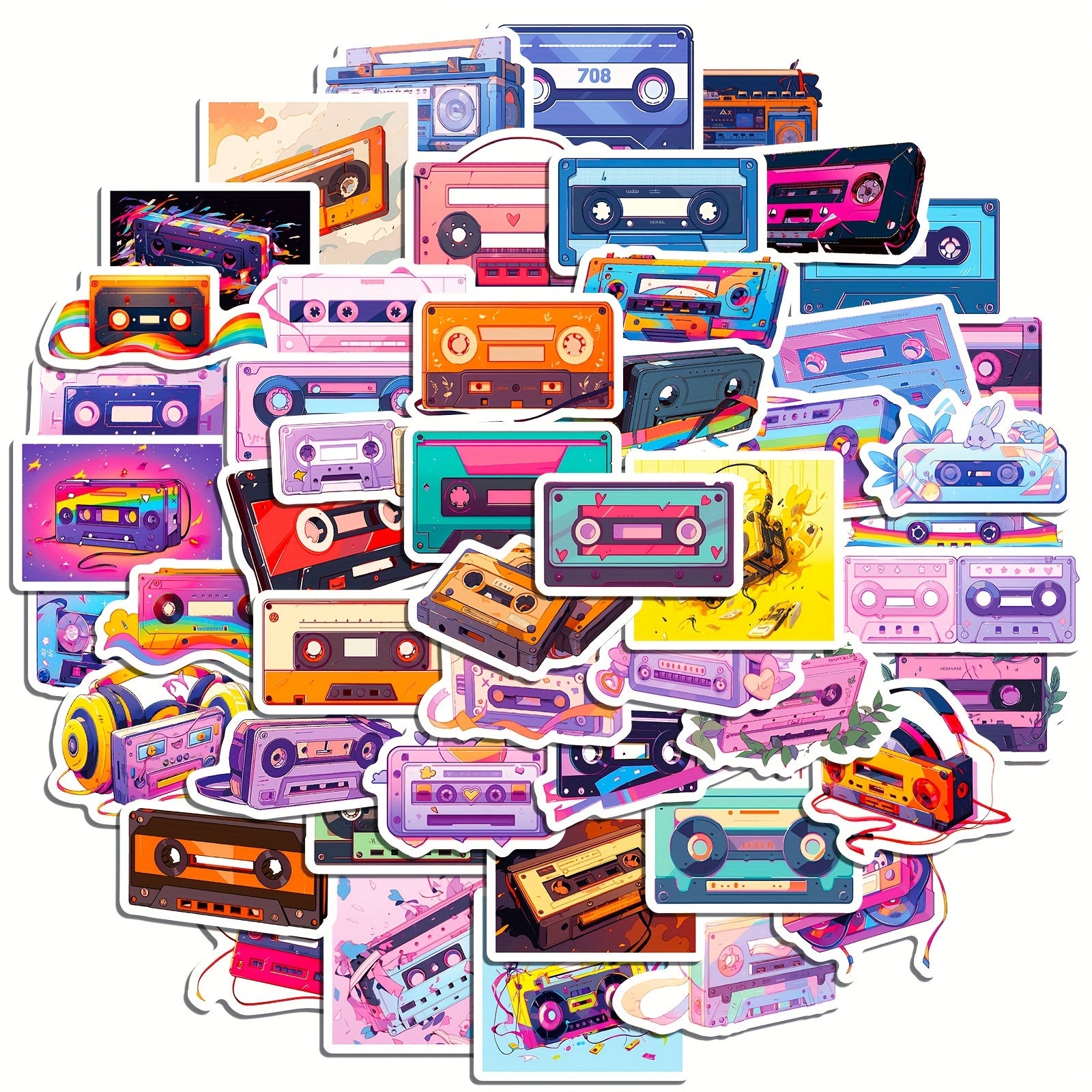 50pcs Cartoon Tape Stickers For Laptop Helmet Desktop Water Cup Decorative