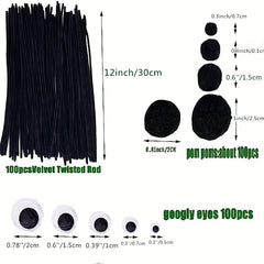 Halloween Craft Supplies Set: Pipe Cleaners, Lollipop Sticks, Swingin
