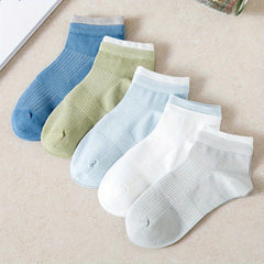 5 Pairs Kids' Summer Antibacterial Breathable Socks Boys Fall & Spring