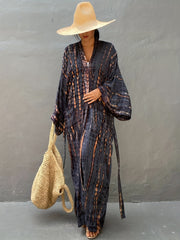 Tie Dye Kimono Cardigan Long Sleeve V Neck
