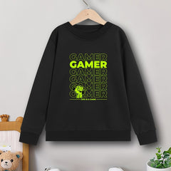 Boys Funny Gamer Sweatshirt Long Sleeve Crew Neck Top Kids Clothing