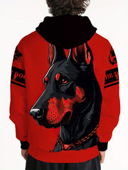 Mens 3D Print Dog Hoodie with Kangaroo Pocket
