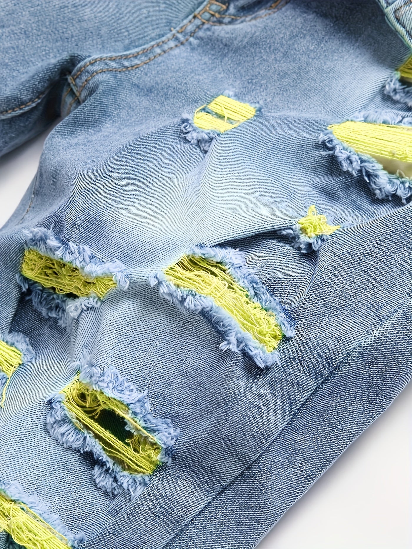 Men's Ripped Denim Shorts Loose Fit Distressed Summer Street Style