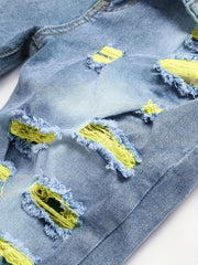 Men's Ripped Denim Shorts Loose Fit Distressed Summer Street Style