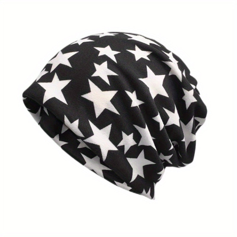 Pentagram Print Couple Beanie Elastic Skull Cap Chemo Hats