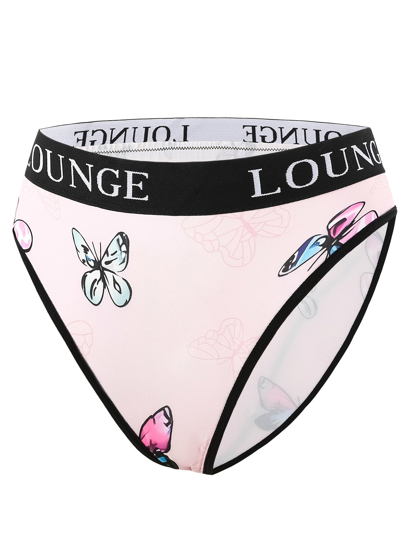 Sporty Underwear Set Women's Plus Butterfly Print Letter Tape