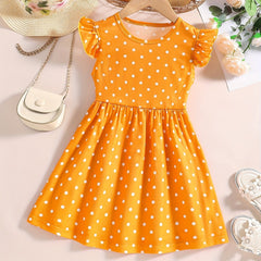 Girls Casual Dots Allover Print Summer Dress