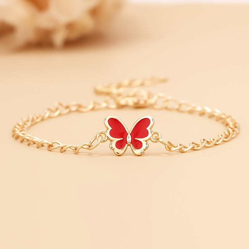 Butterfly Pendant Chain Bracelet Adjustable Minimalist Jewelry for Women