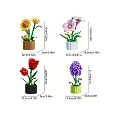 Flower Building Blocks Sunflower Lily Rose Models for Home Decor