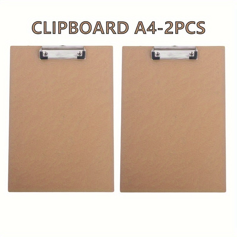 2pcs A4 Hardboard Office Clipboards Strong Paper Clips Durable Document Holder