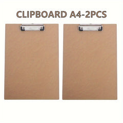 2pcs A4 Hardboard Office Clipboards Strong Paper Clips Durable Document Holder