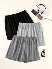 3pcs Solid Biker Shorts for Women Spring & Summer