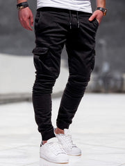 Men's Drawstring Cargo Pants Slim Fit Casual Outdoor Pants
