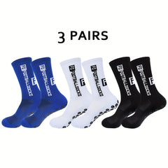 3 Pairs Men's Non-Slip Soccer Socks Breathable Sports Socks
