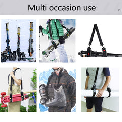 Adjustable Ski Carrier Straps and Backpack Belts with Kids Ski Pole Accessories