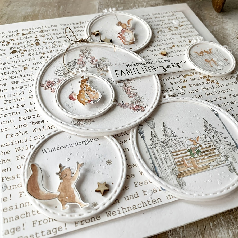 Circle Stitched Embroidery Frame Metal Cutting Dies for Joy Scrapbooking Car