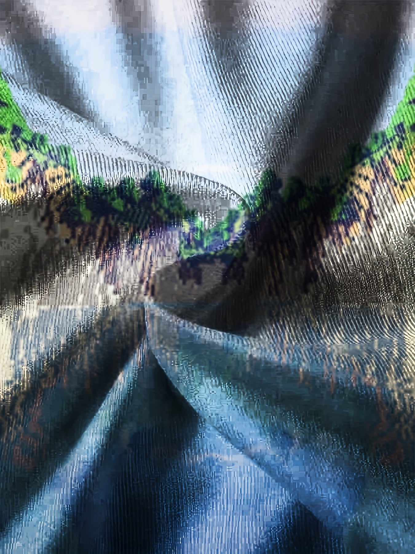 Pixel Lake Print Kid's Sweatshirt Outdoor Top