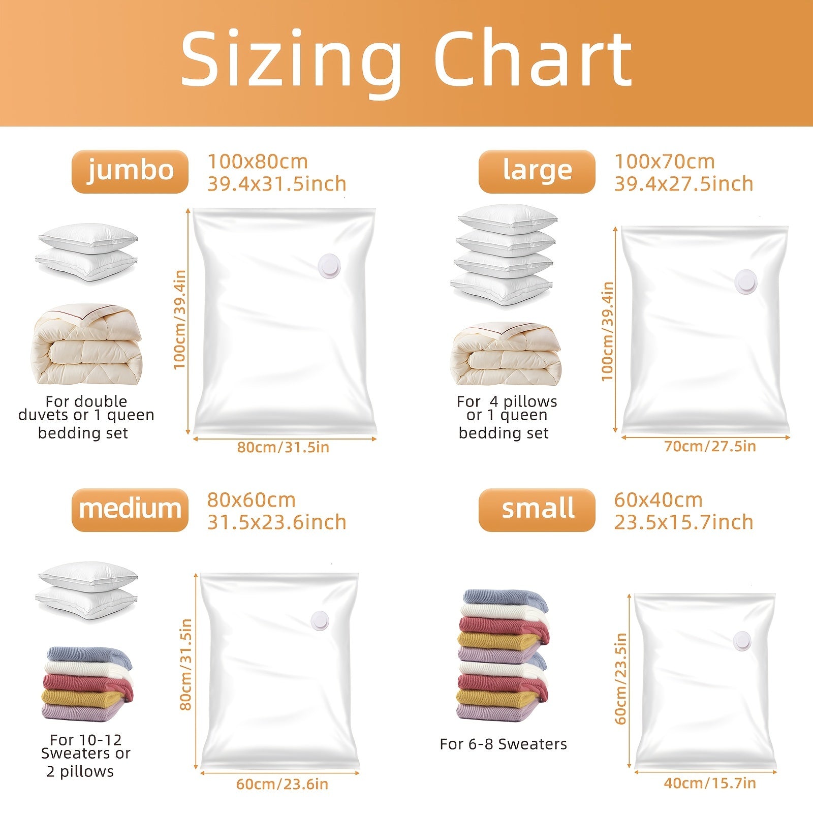 3pcs Vacuum Storage Bag Quilt Blanket Clothes Storage Sealed Bag